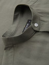 Ombre Clothing Pánská plátěná košile se stojáčkem a kapsou REGULAR FIT - khaki