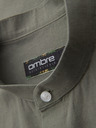 Ombre Clothing Pánská plátěná košile se stojáčkem a kapsou REGULAR FIT - khaki