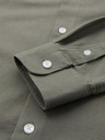 Ombre Clothing Pánská plátěná košile se stojáčkem a kapsou REGULAR FIT - khaki
