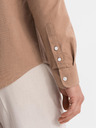 Ombre Clothing Pánská plátěná košile se stojáčkem a kapsou REGULAR FIT - světle hnědá