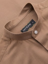Ombre Clothing Pánská plátěná košile se stojáčkem a kapsou REGULAR FIT - světle hnědá