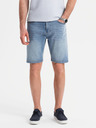 Ombre Clothing Pánské džínové kraťasy klasického střihu - světle modré