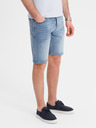 Ombre Clothing Pánské džínové kraťasy klasického střihu - světle modré