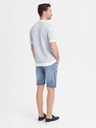 Ombre Clothing Pánské džínové kraťasy klasického střihu - světle modré