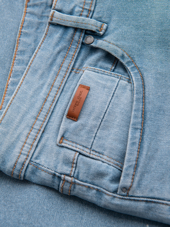 Ombre Clothing Pánské džínové kraťasy s roztrhanými nohavicemi - světle modré