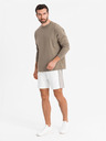 Ombre Clothing Pánské krátké teplákové kraťasy s širokými pruhy - bílé