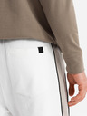 Ombre Clothing Pánské krátké teplákové kraťasy s širokými pruhy - bílé