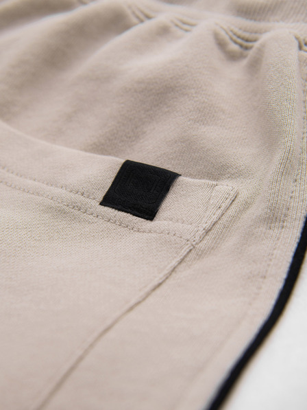 Ombre Clothing Pánské krátké teplákové kraťasy s širokými pruhy - béžové