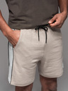 Ombre Clothing Pánské krátké teplákové kraťasy s širokými pruhy - béžové