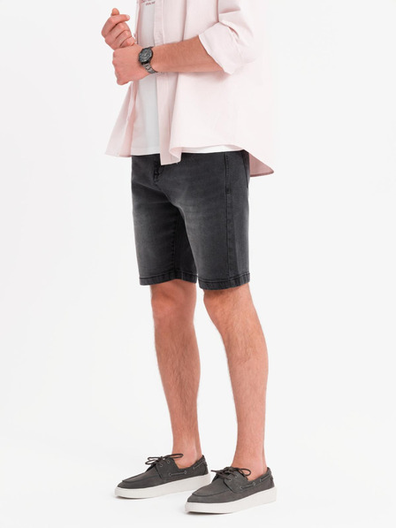 Ombre Clothing Pánské džínové šortky klasického střihu - černé