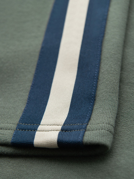 Ombre Clothing Pánské teplákové šortky s lemováním a žebrovaným pasem - olivová