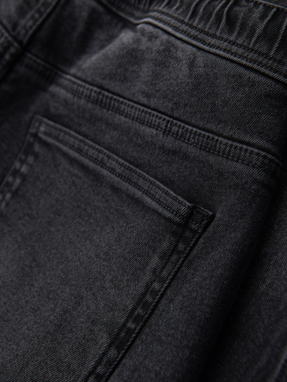 Ombre Clothing Pánské šortky s elastickým pasem a pracím efektem - černé