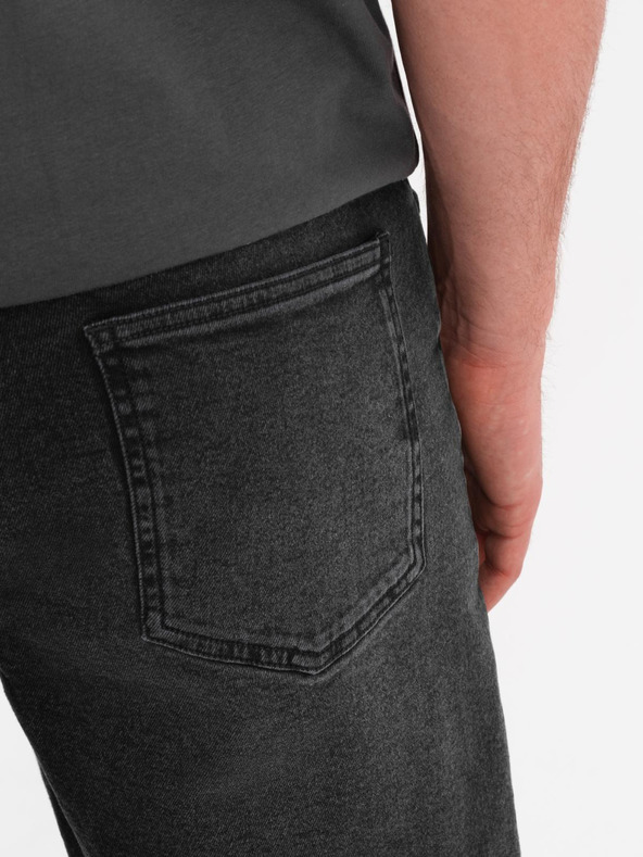 Ombre Clothing Pánské šortky s elastickým pasem a pracím efektem - černé