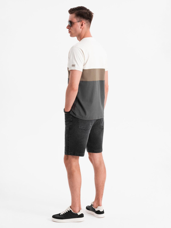 Ombre Clothing Pánské šortky s elastickým pasem a pracím efektem - černé