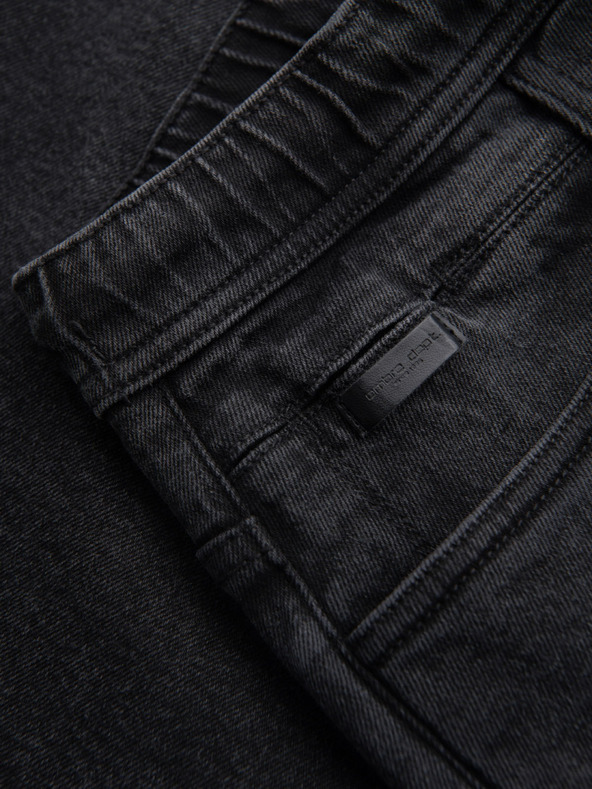 Ombre Clothing Pánské šortky s elastickým pasem a pracím efektem - černé