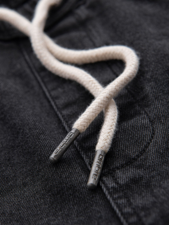 Ombre Clothing Pánské šortky s elastickým pasem a pracím efektem - černé