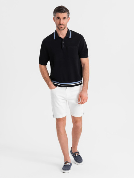 Ombre Clothing Pánské džínové šortky s ohrnutou nohavicí - bílé