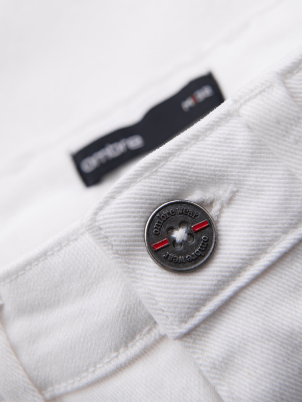 Ombre Clothing Pánské džínové šortky s ohrnutou nohavicí - bílé