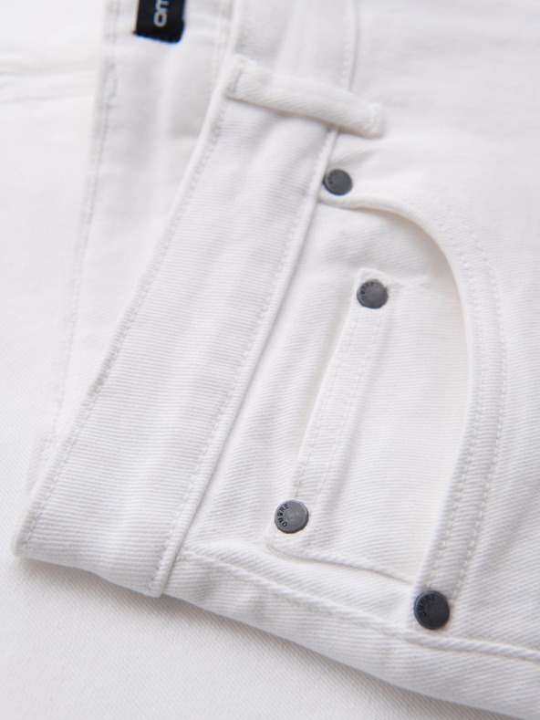 Ombre Clothing Pánské džínové šortky s ohrnutou nohavicí - bílé