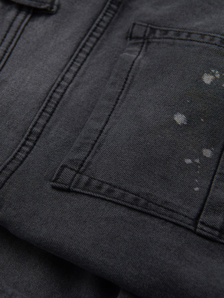 Ombre Clothing Pánské krátké džínové šortky s roztržením a ohrnutou nohavicí - šedé