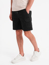 Ombre Clothing Pánské bavlněné šortky s elastickým pasem - černé