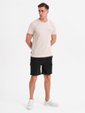 Ombre Clothing Pánské bavlněné šortky s elastickým pasem - černé
