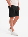Ombre Clothing Pánské bavlněné šortky s elastickým pasem - černé