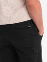 Ombre Clothing Pánské bavlněné šortky s elastickým pasem - černé