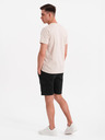 Ombre Clothing Pánské bavlněné šortky s elastickým pasem - černé