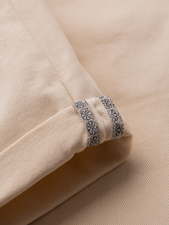 Ombre Clothing Pánské džínové šortky s ohrnutou nohavicí - krémové