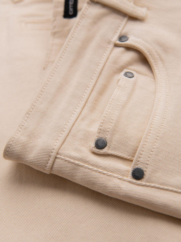 Ombre Clothing Pánské džínové šortky s ohrnutou nohavicí - krémové