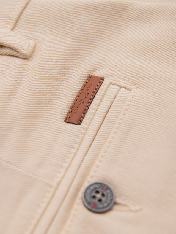 Ombre Clothing Pánské džínové šortky s ohrnutou nohavicí - krémové