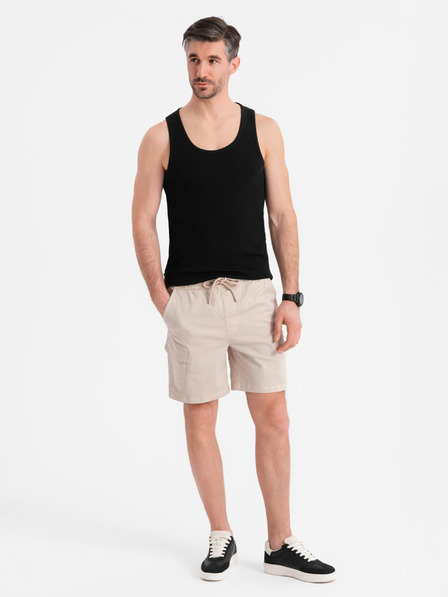 Ombre Clothing Pánské šortky volného střihu s cargo kapsami - krémové