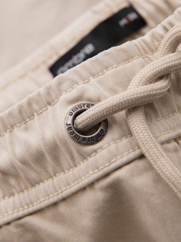 Ombre Clothing Pánské šortky volného střihu s cargo kapsami - krémové