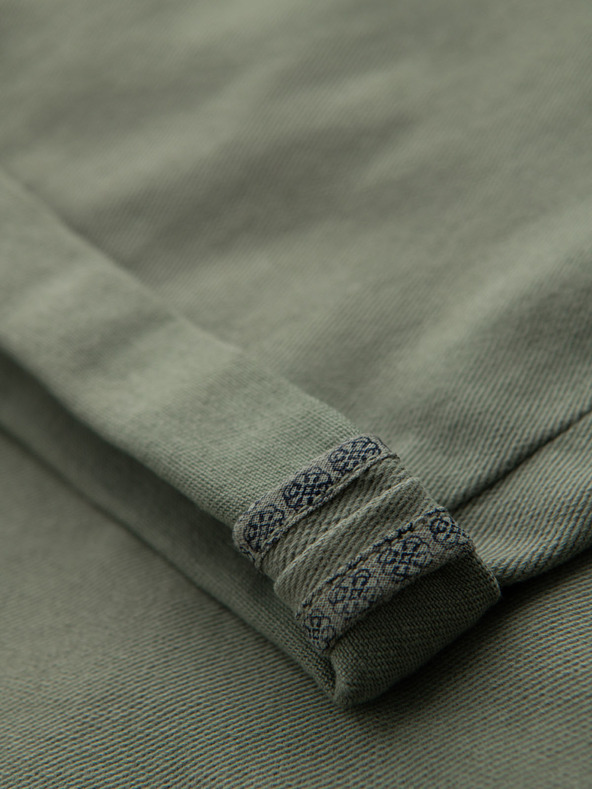 Ombre Clothing Pánské klasické džínové šortky s ohrnutou nohavicí - světle olivové