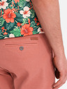 Ombre Clothing Pánské džínové šortky s ohrnutou nohavicí - korálová