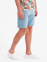 Ombre Clothing Pánské šortky s elastickým pasem a pracím efektem - světle modré