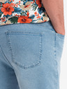 Ombre Clothing Pánské šortky s elastickým pasem a pracím efektem - světle modré