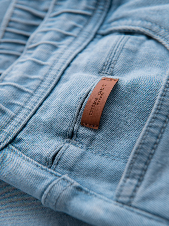 Ombre Clothing Pánské šortky s elastickým pasem a pracím efektem - světle modré