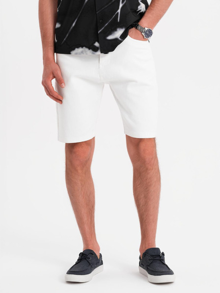 Ombre Clothing Pánské džínové šortky klasického střihu - bílé