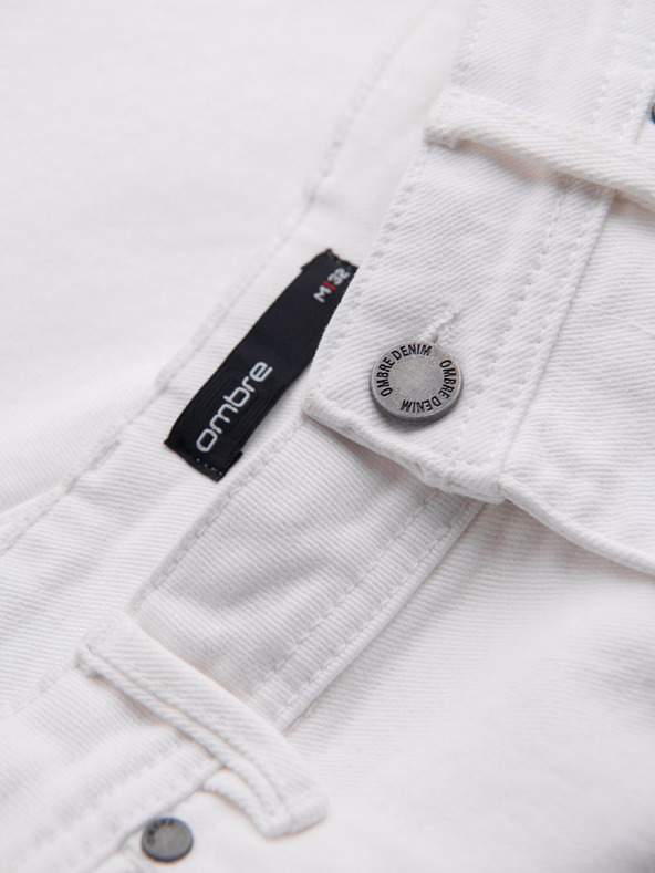 Ombre Clothing Pánské džínové šortky klasického střihu - bílé