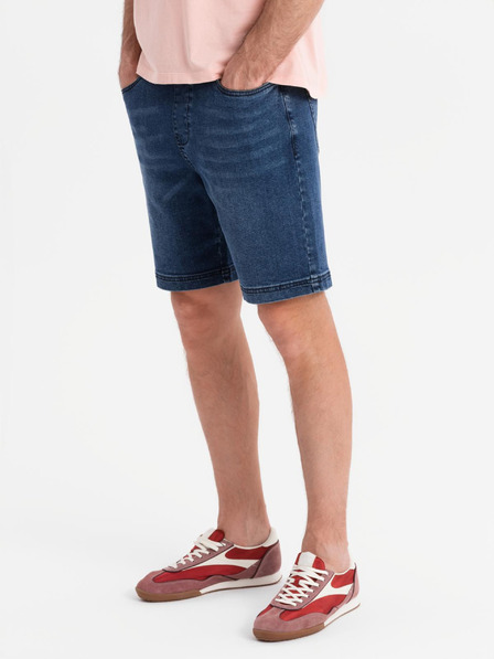Ombre Clothing Pánské šortky s elastickým pasem a pracím efektem - modré