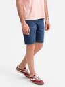 Ombre Clothing Pánské šortky s elastickým pasem a pracím efektem - modré