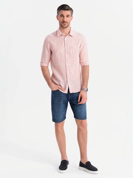 Ombre Clothing Pánské džínové šortky klasického střihu - tmavě modré