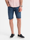 Ombre Clothing Pánské džínové šortky klasického střihu - tmavě modré