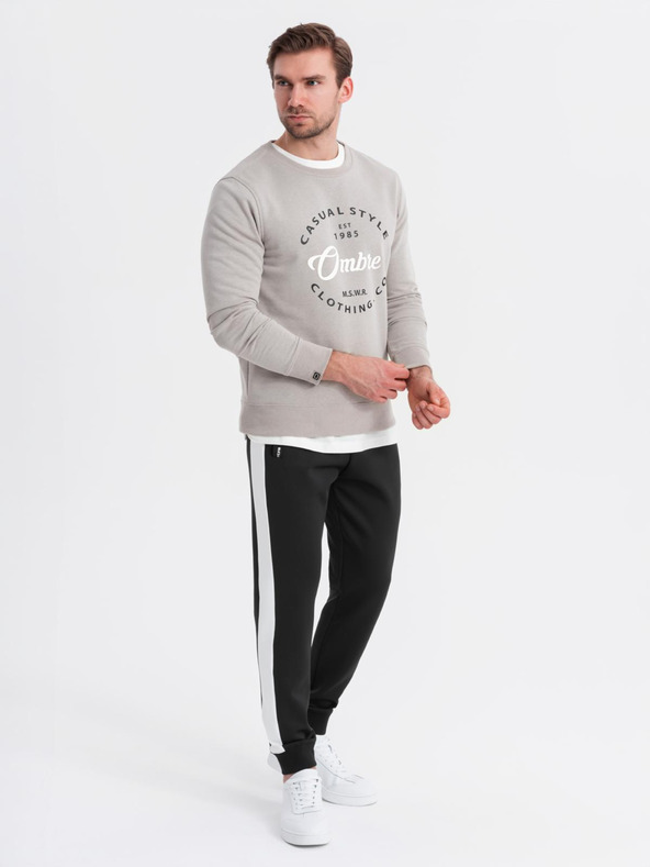 Ombre Clothing Pánské tepláky s kontrastním lemováním - černé