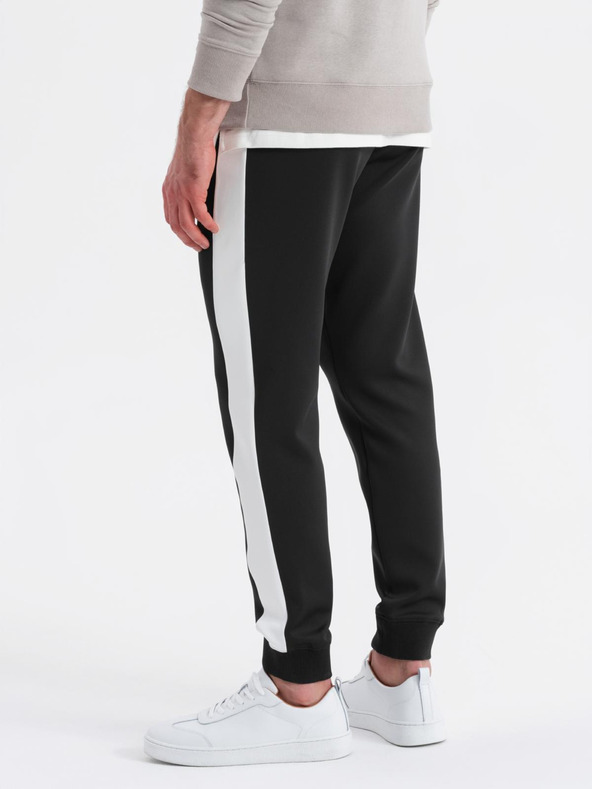 Ombre Clothing Pánské tepláky s kontrastním lemováním - černé