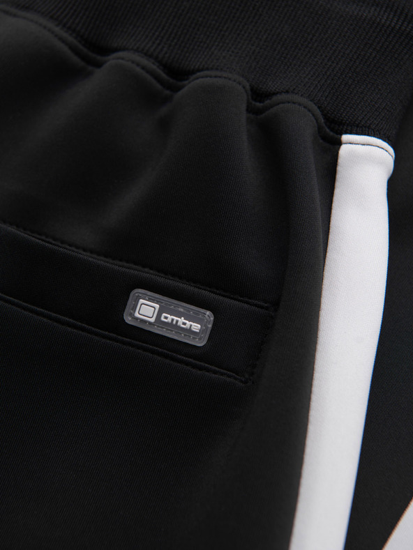 Ombre Clothing Pánské tepláky s kontrastním lemováním - černé