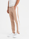 Ombre Clothing Pánské tepláky joggers s kontrastními pruhy - béžové
