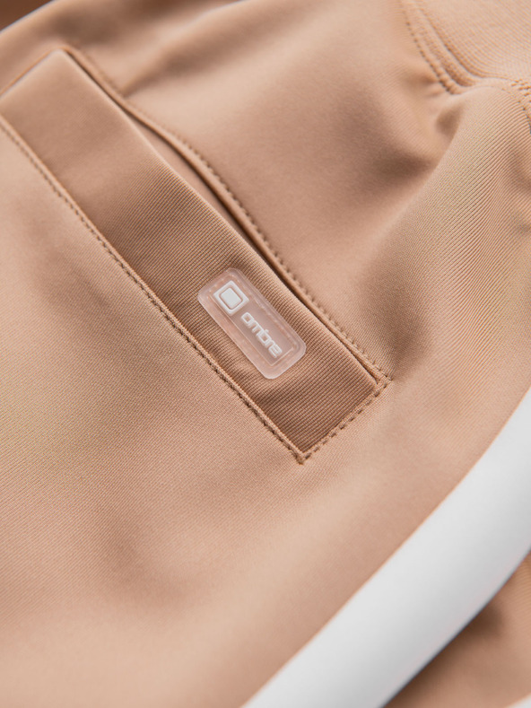 Ombre Clothing Pánské tepláky joggers s kontrastními pruhy - béžové